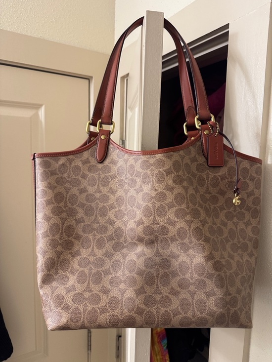 Coach Handbags - Coach Brown Signature Canvas Tote with Rust Leather Trim